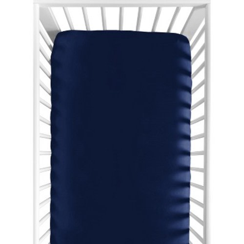 Sweet Jojo Designs Gender Neutral Baby Fitted Crib Sheet Baseball Patch Collection Solid Navy Blue