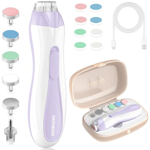 ODIFORGOO Baby Nail Trimmer Electric Baby Nail File,USB Charging 15 in 1 Nail Clippers kit with Dust Cover LED Light,Trim Buffer Kit for Newborn Infant Toddler or Adults Toes Fingernails Care(Purple)