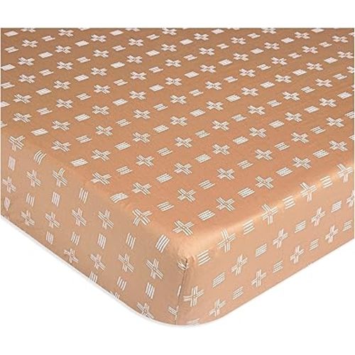 Crane Baby Crib Sheet, Copper Dash Neutral Crib Sheets & Toddler Sheets, 100% Cotton Crib Sheets for Standard Crib Mattress, 28"x 52", Breathable Crib Sheets, Fitted Crib Sheets for Boys and Girls