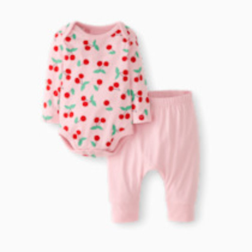 Hanna Andersson Baby Wiggle Set - Cherries On Light Pink, 3-6 M