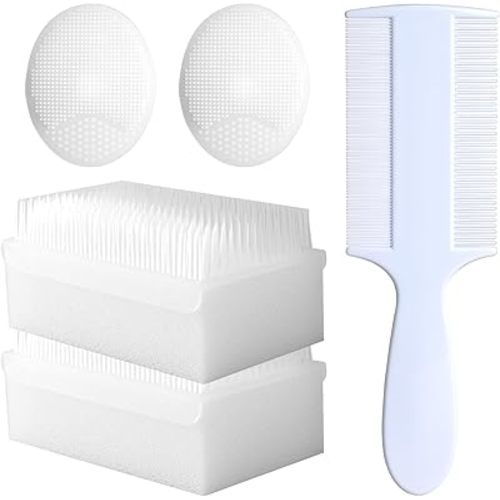 Cradle Cap Brush for Babies, 5Pcs Cradle Cap Treatment Set with Soft Bristle Brushes Silicone Scrubber Long Comb for Newborn Bathing Essentials Baby Brush and Comb Set (White)