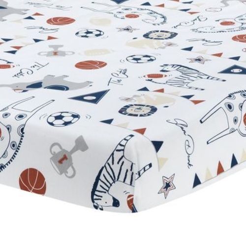 Lambs & Ivy Hall Of Fame Animals/sports 100% Cotton Fitted Baby Crib Sheet