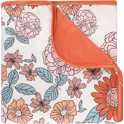 Hooyax Baby Blanket for Girls Boys, Jersey Knit Baby Swaddle Blanket, Double Layer Newborn Receiving Blanket, Soft Stretchy Nursery Blanket, 44 x 32 inch, Vintage Rust Flower