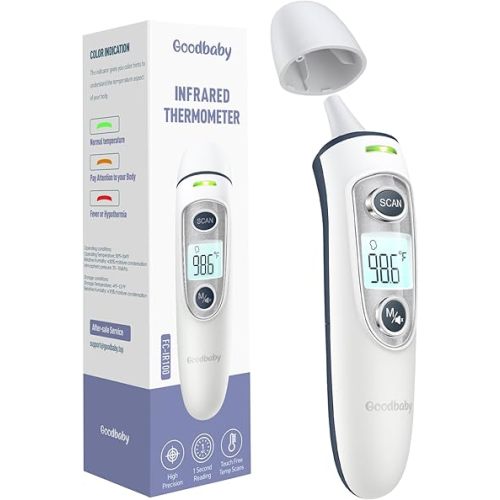 Ear Thermometer for Adults and Kids, Digital Accurate Ear and Forehead Thermometer with Fever Alarm, 1 Second Fast Result, Easy to use, 2 in 1 Mode