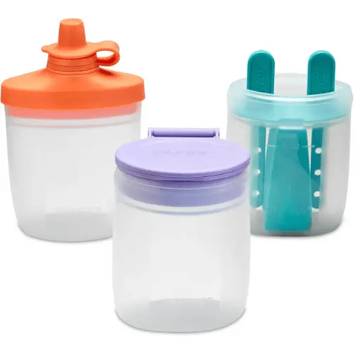 Pyrex Littles (6-PC) Silicone Baby Toddler Feeding Set, 5 OZ Pouches and Lids For Food & Beverage, Airtight Leak-Proof, BPA Free Non-Breakable Dishwasher Safe, Ages 6 Months +