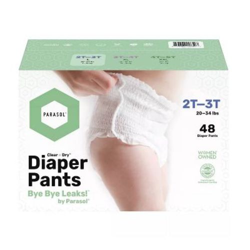 Parasol Clear+Dry Natural Disposable Diaper Pants - 2T-3T - 48ct