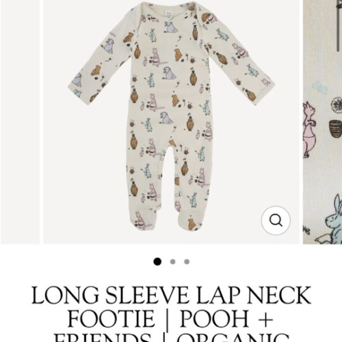 long sleeve lap neck footie | pooh + friends | organic cotton interlock