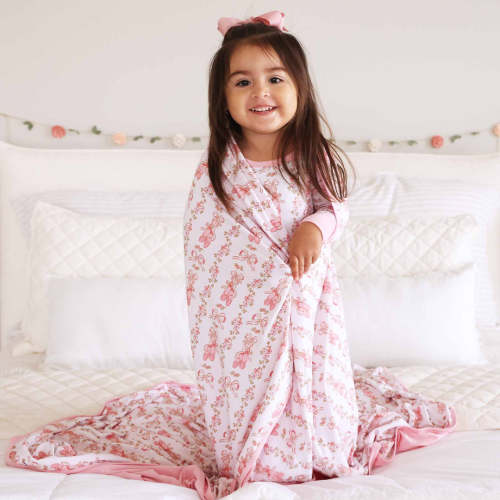 Ballet Blossoms Double Sided Bamboo Blanket