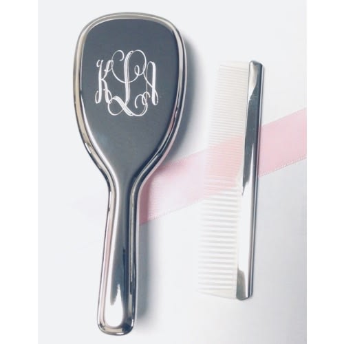 Baby Girls Silver Brush and Comb Set Personalized Free Engraving