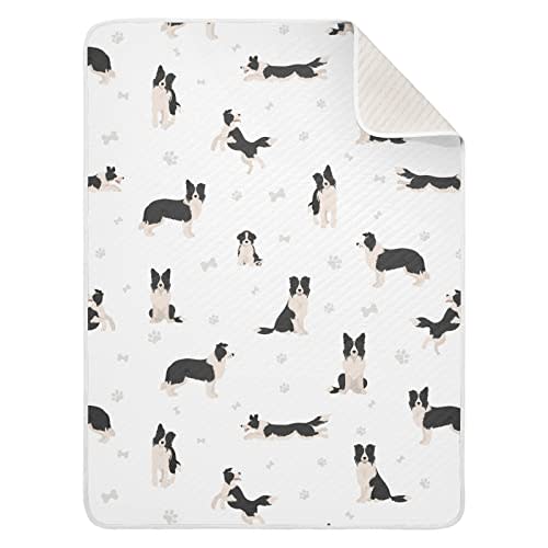 Ollabaky Baby Border Collie Cotton Throw Blanket Swaddle Blanket for Crib Stroller 30"x40"