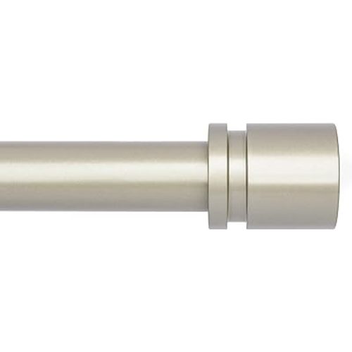 Curtain Rods for Windows 16 to 88 Inches Adjustable Length 1 Inch Diameter Window Curtain Rod with Aluminium End Cap, Brushed Nickel