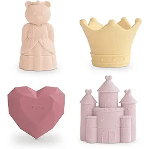 mushie Princess Bath Toys Play Set for Toddlers | 100% Food Grade Silicone | Mold Free, Pack of 4