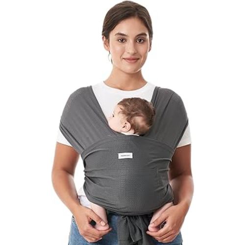 Momcozy Baby Carrier AirMesh - The Perfect Summer Sling for Newborns to Toddler 8-35 lbs - Cooling Fabric Baby Wrap, Lightweight, Ergonomic, and Easy to Wear, Blue Gray