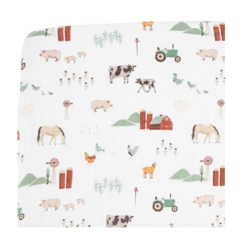 Little Unicorn Premium Crib Sheet | Breathable & Super-Soft Muslin Fabric (Farmyard)