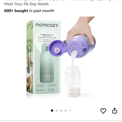 Momcozy Portable Milk Warmer for Travel – Dual Heating Modes for Breast Milk & Water, Portable Bottle Warmer with Fast Heating & Long Battery Life, 17 Ounces Large Capacity to Meet Your All-Day Needs