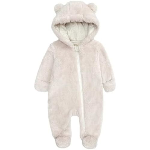 Newborn Winter Romper Fleece Hooded Jumpsuit Snowsuit Warm Outfits Zipper Outwear for Infant