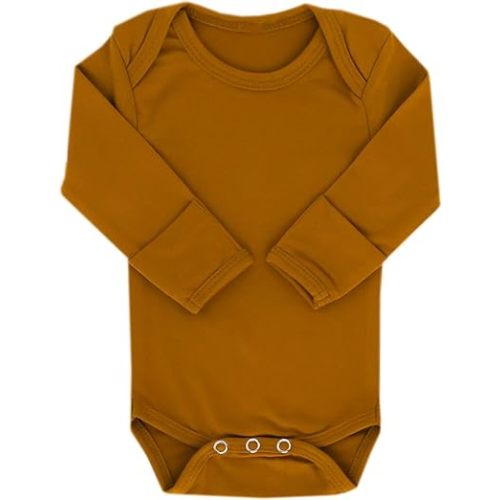 Copper Pearl Long Sleeve Bodysuit Baby: Ultra Soft Baby for Newborns, Boys, and Girls - Stylish, Comfortable, Overlap Shoulders, Premium Knit Fabric - 0-3 Months, Camel