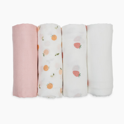 Lulujo Bamboo Muslin Swaddles (4 Pack) - Pink
