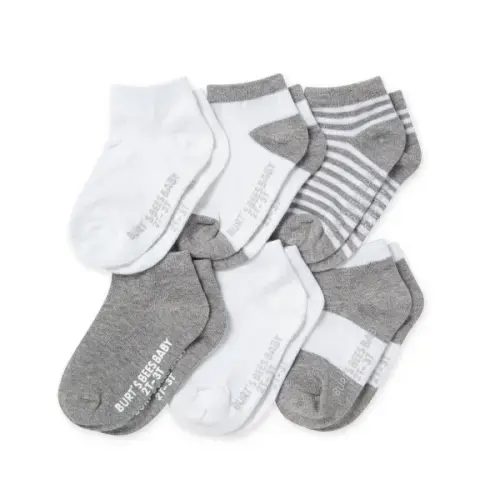 Solid & Stripes Organic Cotton Baby Ankle Socks 6 Pack – Burt's Bees Baby