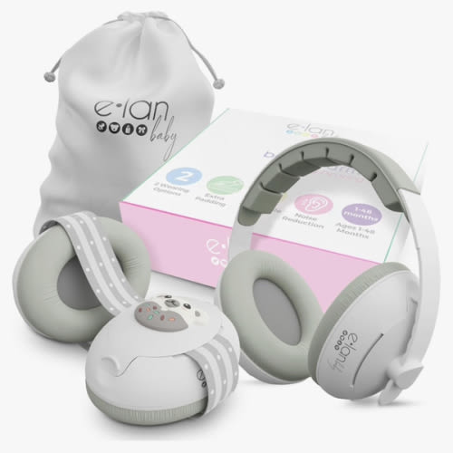 2-in-1 Baby Ear Muffs - Noise Protection Baby Headphones for Noise & Plane Travel - 2 Headbands - Baby Ear Protection - Baby Noise Canceling Headphones for Infant & Toddler, Age 1-48 Months