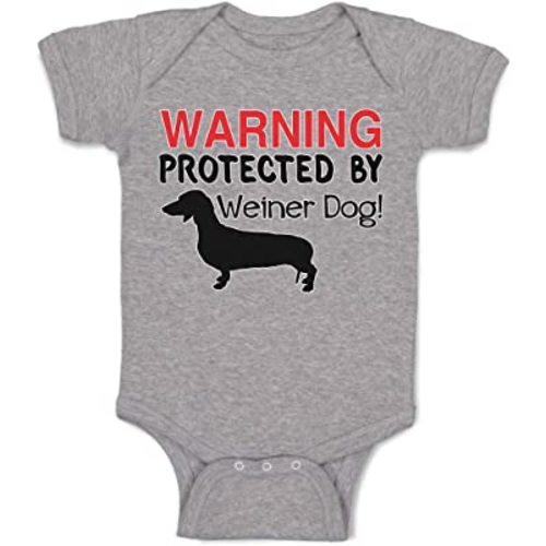 Custom Baby Bodysuit Warning Protected by Weiner Dog! Cotton Boy & Girl Clothes