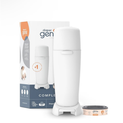 Playtex Diaper Genie Complete Pail with Built-In Odor Controlling Antimicrobial, Includes Pail & 1 Refill, White , 8.36 Pound