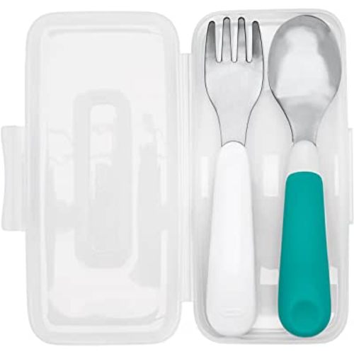 OXO Tot On-The-Go Fork/Spoon Set with Carrying Case, Teal