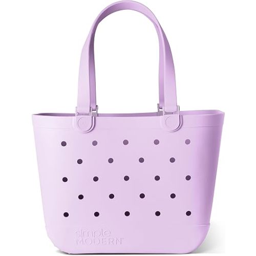 Simple Modern Beach Bag Rubber Tote | Waterproof Extra-Large Tote Bag with Zipper Pocket for Beach, Pool Boat, Groceries, Sports | Getaway Bag Collection | Electric Lavender