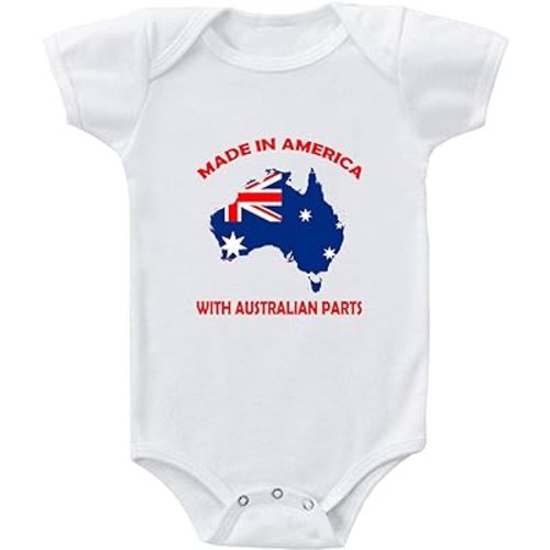 Baby Bodysuit Made in America with Australian Parts Boy & Girl Clothes White