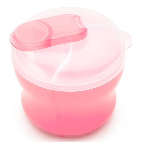 Munchkin Formula Dispenser for Baby Bottle Feeding On The Go, Easy-Pour Spout for Powdered Formula & Cereal, 3 Compartments, 9 Ounce, Pink