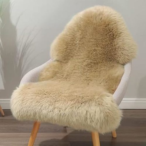 LLB Genuine Sheepskin Area Rug Wool Rug Fur Carpet Fluffy Shaggy Fur Rug for Living Room Kids Bedroom Real Sheepskin Throw Lambskin Rugs Sofa Mat Chair Seat Covers (Tan, 2 x 3 ft Sheepskin)