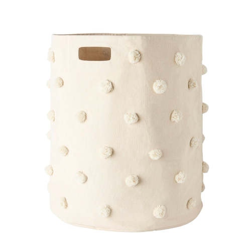 Pom Pom Basket Hamper - Natural