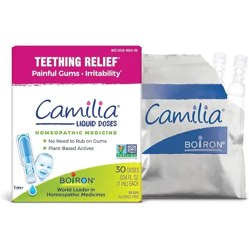 Boiron Camilia Teething Drops for Daytime and Nighttime Relief of Painful or Swollen Gums and Irritability in Babies - 30 Count