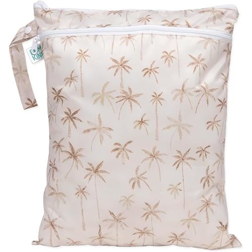 Bumkins Waterproof Wet Dry Bag for Baby, Travel, Swim Suit, Cloth Diapers, Pump Parts, Pool, Beach, Gym Clothes, Toiletry, Hook to Stroller, Daycare, Zipper Reusable Wetdry Packing Pouch, Palm Trees