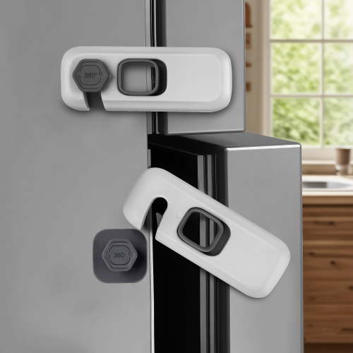8 Pack Child Proof Refrigerator Lock, BUSATIA Fridge Locks for Kids with Sticky Adhesive Pads, Child Safety Locks for Doors, RV Refrigerator, Oven Lock Child Safety Baby Cabinet Locks - Grey
