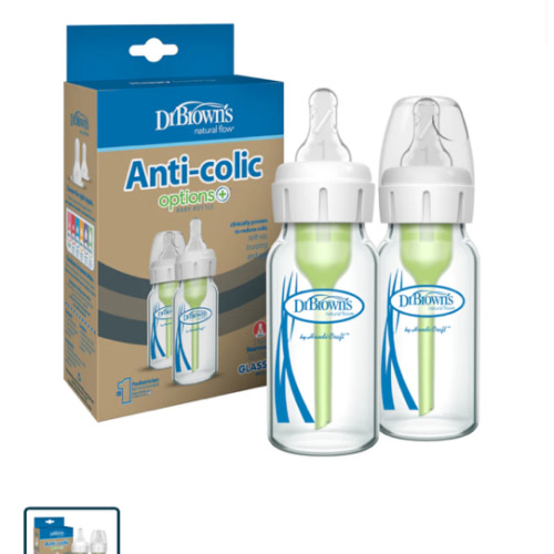 Glass Baby Bottle Natural Flow® Narrow Neck, Anti-Colic Options+™ with