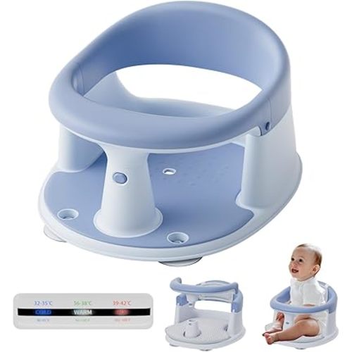 Baby Bath Seat for Babies 6 Months & Up - 360° Protection Bath Seats for Babies Sitting Up | Baby Bath Chair with Temperature Alert & Cushion | Toddler Bath Seat Newborn Infants Baby Bathtub Seat