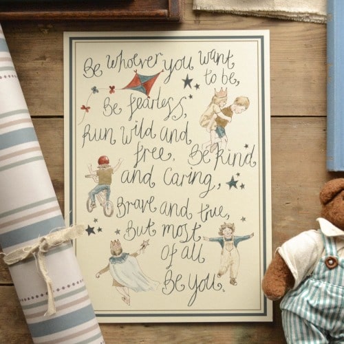 Be You Poem Print: Watercolor Nursery Wall Art