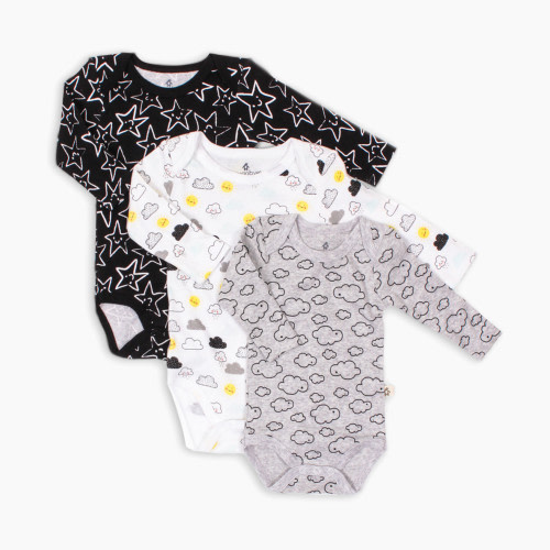 Snugabye Fashion Long Sleeve Bodysuit (3 Pack) - Assorted, 3-6 M