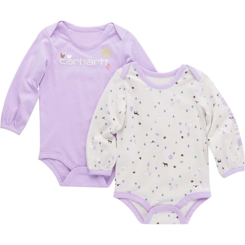 Girls' Long-Sleeve Farm Print Bodysuit 2pc Set (Infant)