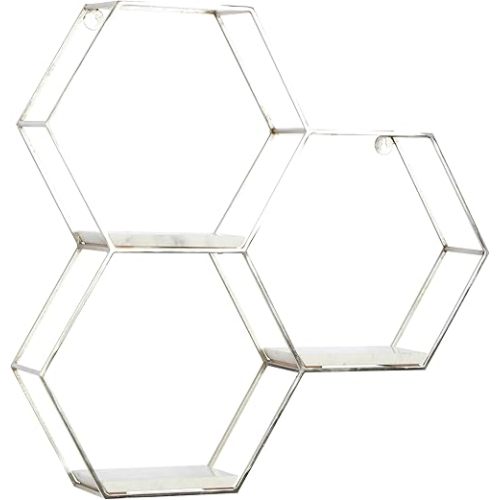 Deco 79 Contemporary Marble Wall Shelf, LARGE SIZE, Silver