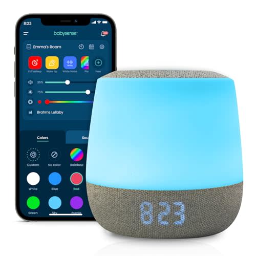 Babysense Dreamer Baby Sound Machine For Sleeping, White Noise, Lullabies & Sounds, Portable, Adjustable Night Light, Alarm Clock & Temperature Display, Toddler Sleep Trainer, App Available in US Only
