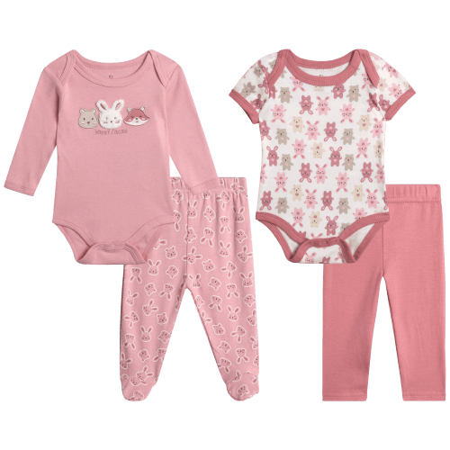 Duck Duck Goose Newborn Baby Boy's Layette Outfit Set - 4 Piece Baby Boys Cotton Clothing Set (0-9M)