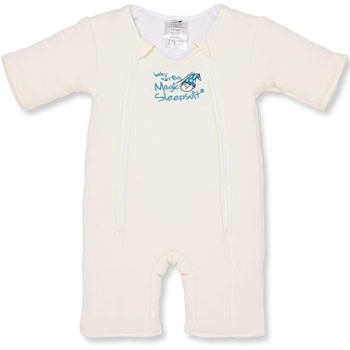 Magic Sleepsuit Baby Merlin's Cotton Baby Swaddle Transition Product - Soft and Cozy Design, Double Zipper for Easy Diaper Changes, Promotes Safe Sleep, 3-6 Months - Cream - Large 18-21lbs