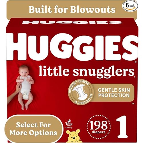 Huggies Size 1 Diapers, Little Snugglers Diapers, Size 1 (8-14 lbs), 198 Ct (6 packs of 33)