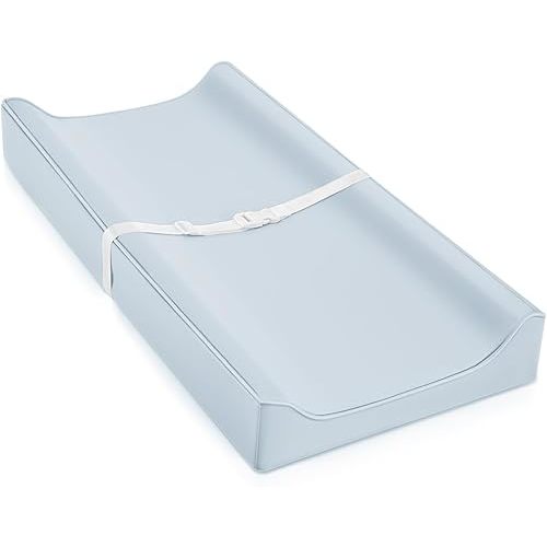 Vegan Leather Changing Pad Cover with Zipper - 31"X 16" - Waterproof Wipeable, Extra Thick & Portable & Non-Slip Diaper Mat - Fits Standard Changing Tables (Blue)