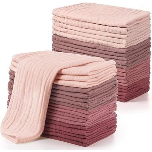 Buryeah 20 Pcs Large 20 x 10 Inch Burp Cloths Multi Colors Washcloths Baby Burping Cloth Diapers 6 Absorbent Layers Face Towels (Retro Colors)