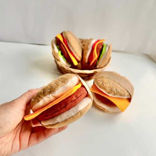 Felt burger, Cheeseburger play food, Hamburger toy, Felt sandwich set. Kitchen play food for pretend play, Christmas gift for toddler