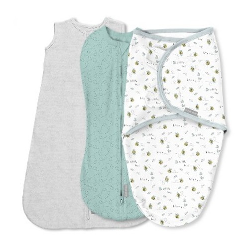 SwaddleMe by Ingenuity Comfort Pack Baby Blanket - Little Bees: 3-Pack, Cotton & Spandex, Classic Patterns, Animals Theme