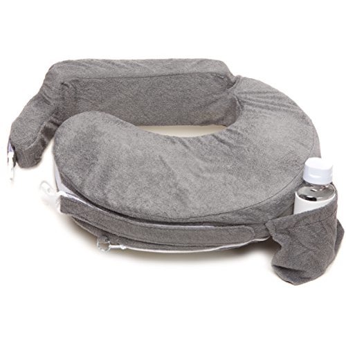 My Brest Friend Deluxe Nursing Pillow for Breastfeeding & Bottle Feeding, Enhanced Posture Support, Double Straps & Removable Extra Soft Slipcover, Evening Grey